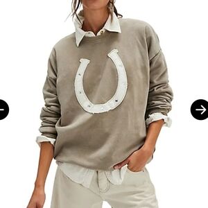 Free People X The Laundry Room Horseshoe Jumper In Camel Gold